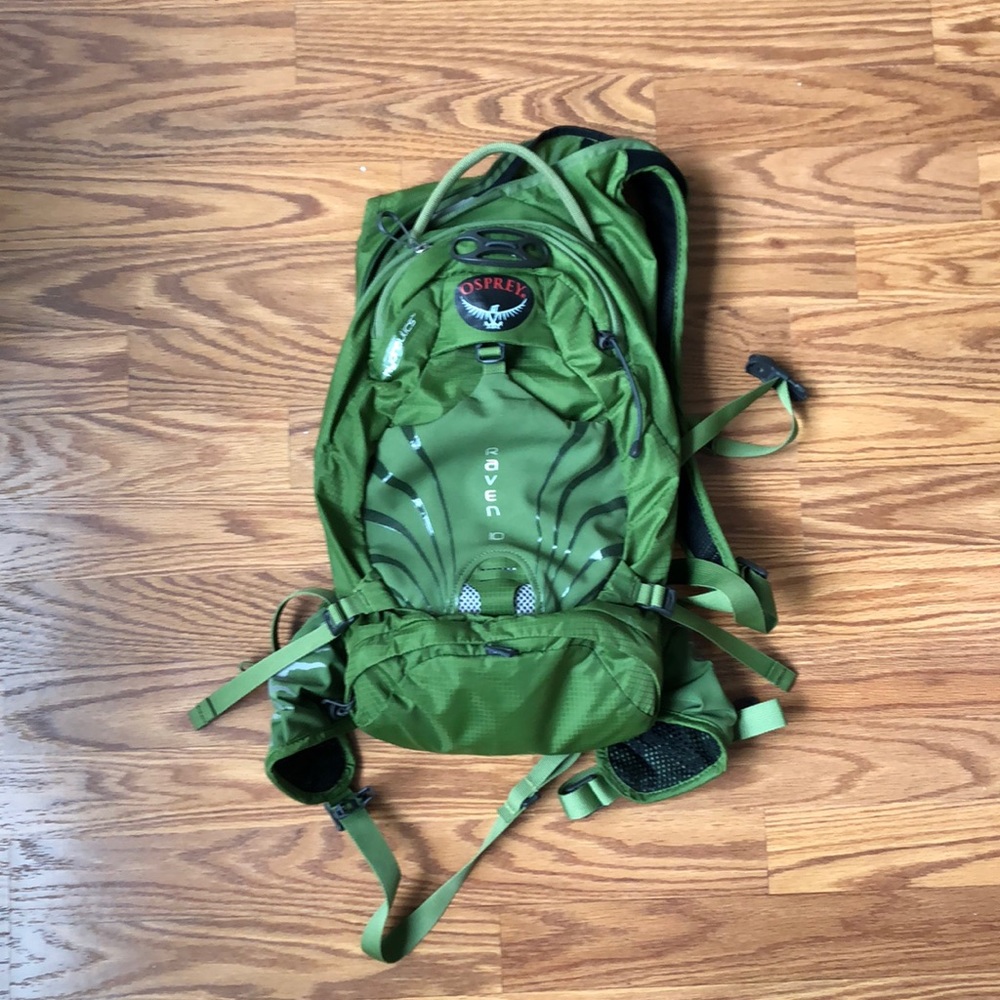 Osprey green hiking backpack